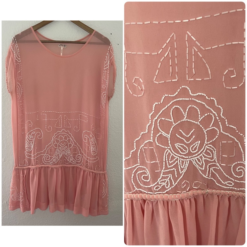 free people jazz age pink sheer lawn party dress Size Small